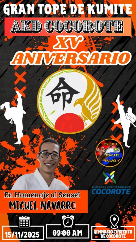 Poster XV Aniversario AKD Cocorote en honor al Sensei Miguel Navarro